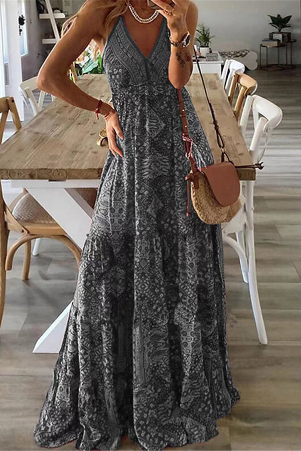 Celeste - Boho Printed Maxi Dress