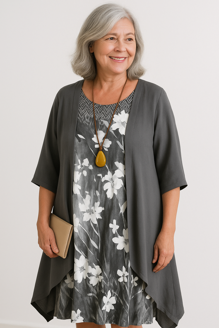 Liss™ | Elegant Summer Dress with Floral Print and Kimono