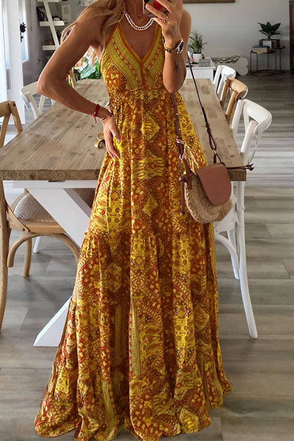 Celeste - Boho Printed Maxi Dress