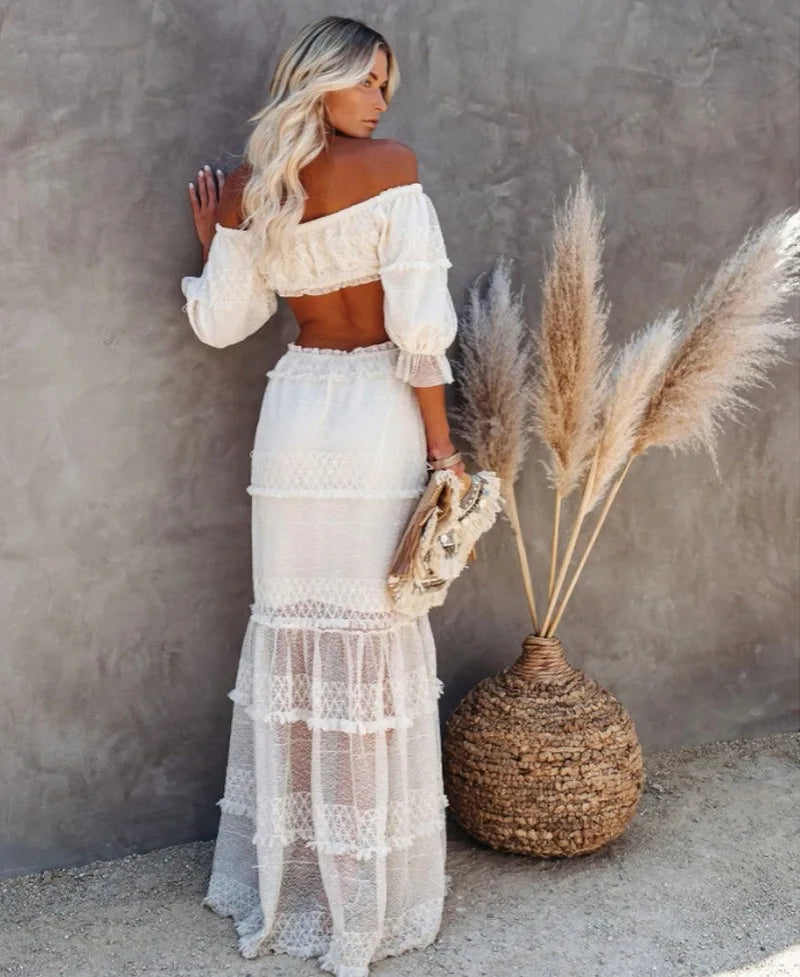 Catalina - Chic Long Sleeve Off Shoulder Maxi Dress