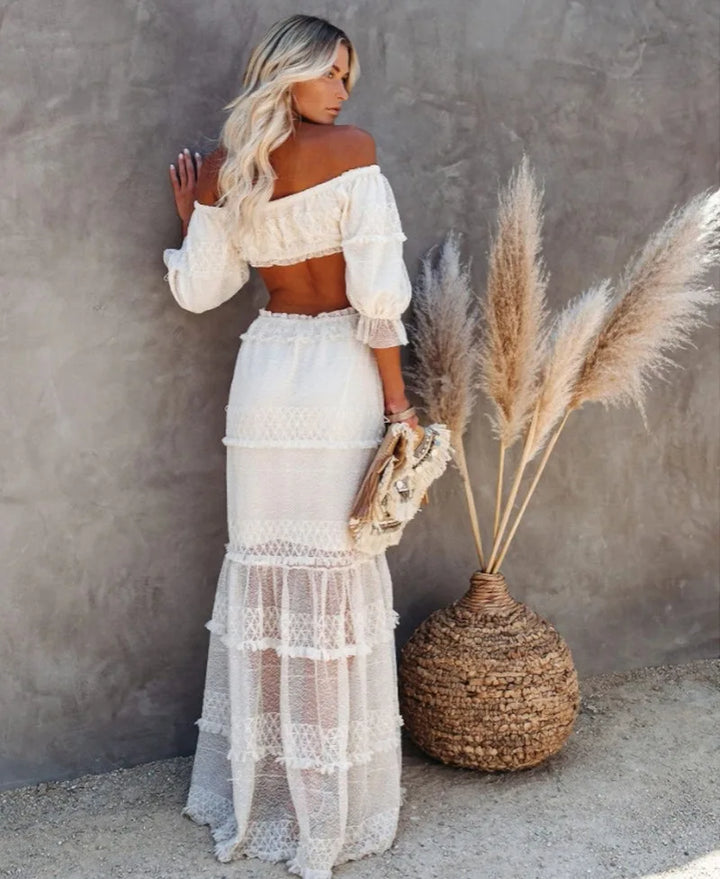 Catalina - Chic Long Sleeve Off Shoulder Maxi Dress