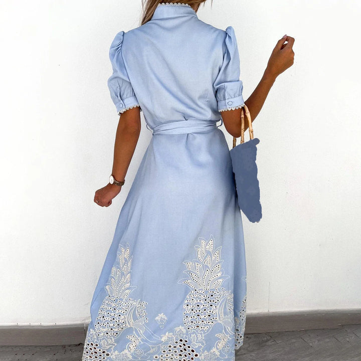Irene - Classic Semi Turtleneck Maxi Dress