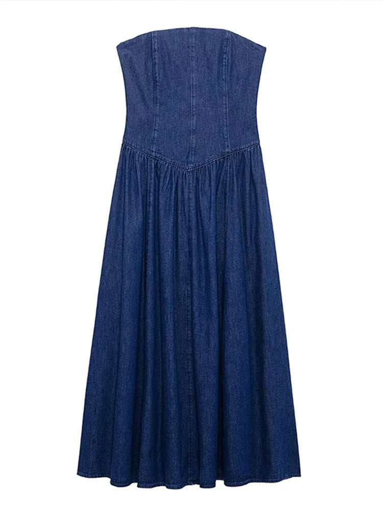 Janae - Off-Shoulder Denim Maxi Dress