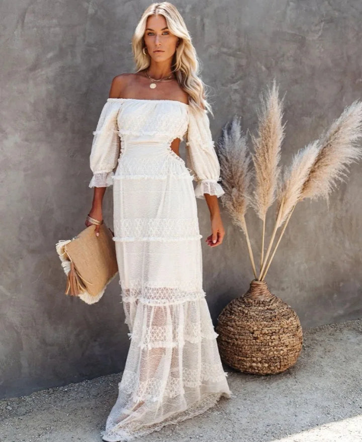 Catalina - Chic Long Sleeve Off Shoulder Maxi Dress