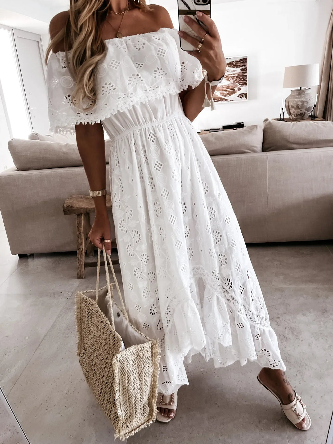Alison - Elegant Off Shoulder Maxi Dress