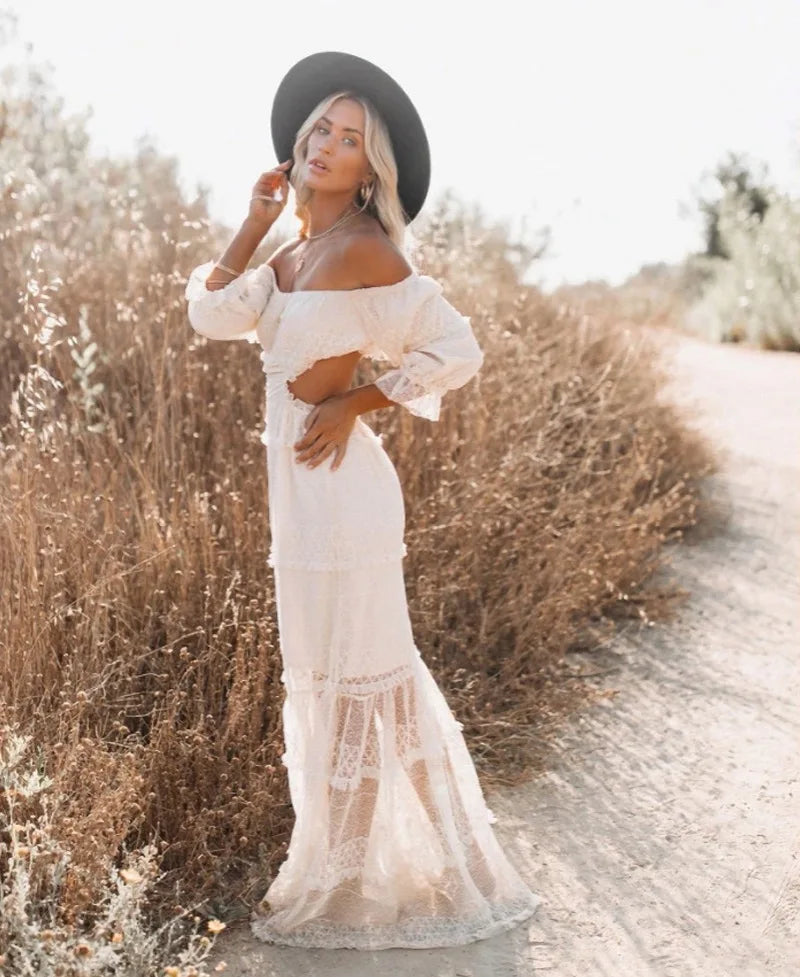 Catalina - Chic Long Sleeve Off Shoulder Maxi Dress