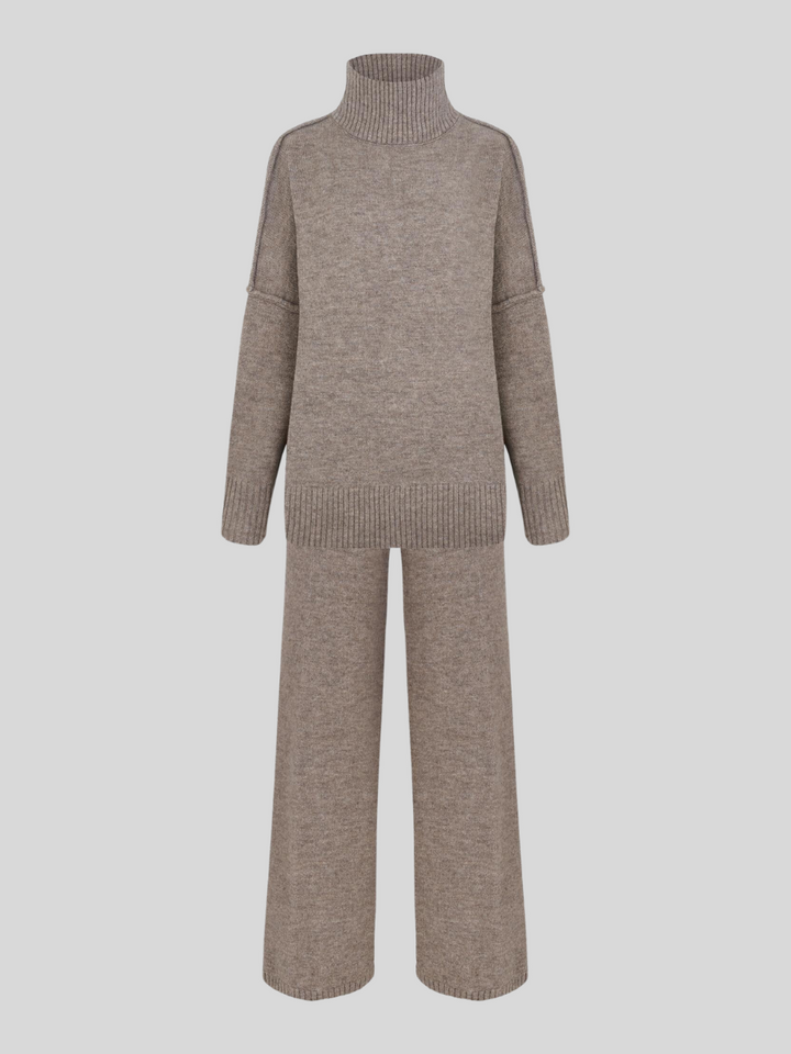 Morwen - Oversized Turtle-Neck Knitted Two-Piece Set