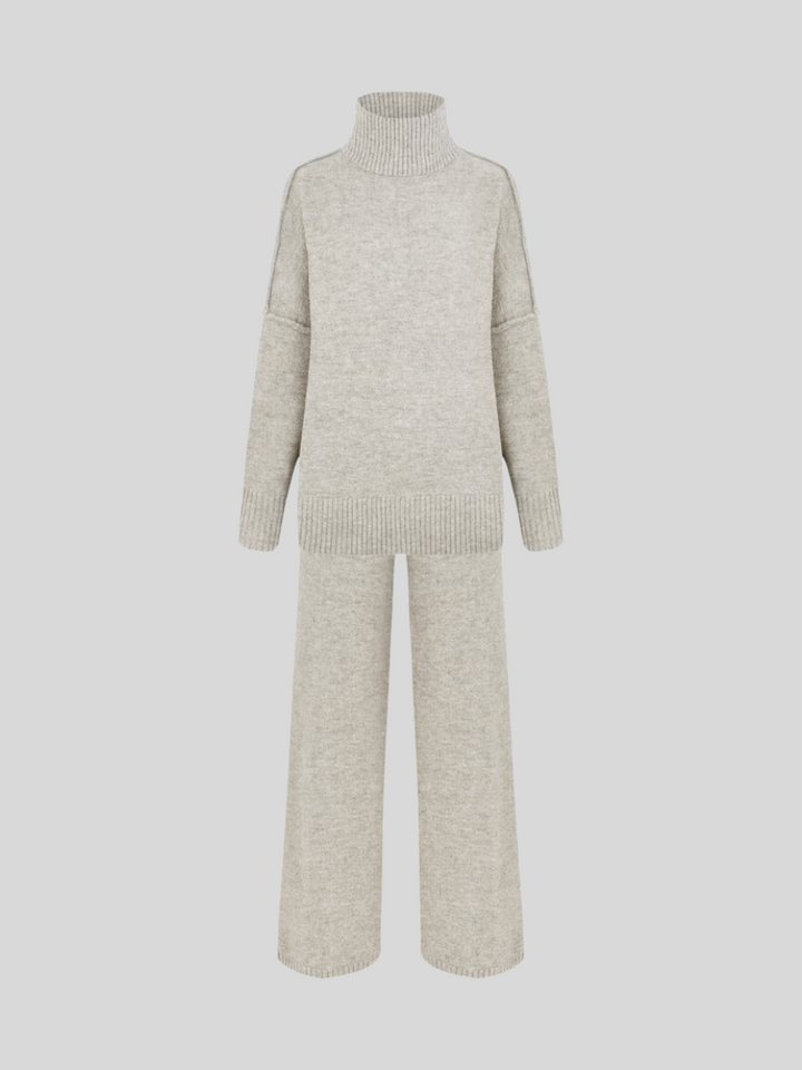 Morwen - Oversized Turtle-Neck Knitted Two-Piece Set