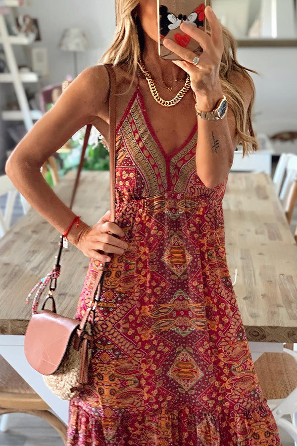 Celeste - Boho Printed Maxi Dress