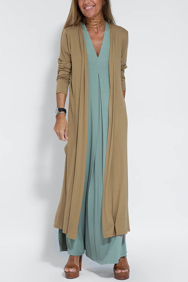 Claire - Knit Solid Color Sleeveless Slit Maxi Dress