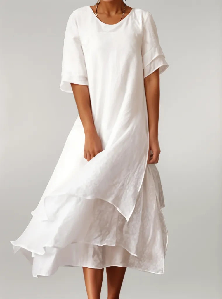 Elara – Irregular V Neck Dress