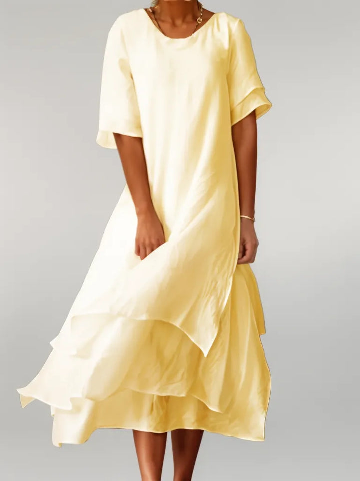 Elara – Irregular V Neck Dress