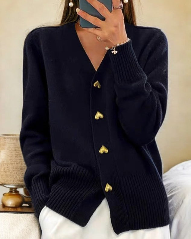 Nadine | Heart Button Cardigan