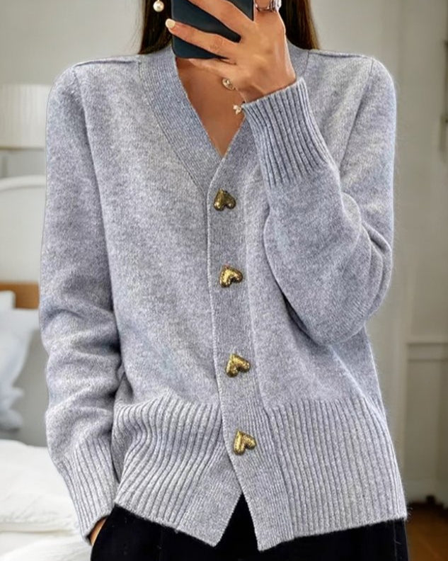 Nadine | Heart Button Cardigan