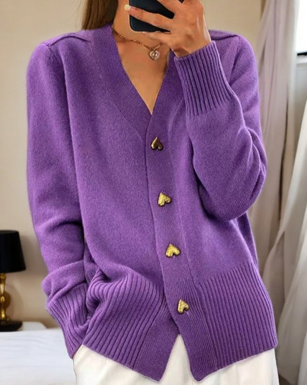 Nadine | Heart Button Cardigan