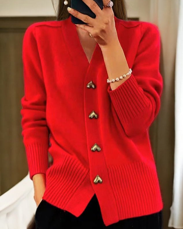 Nadine | Heart Button Cardigan